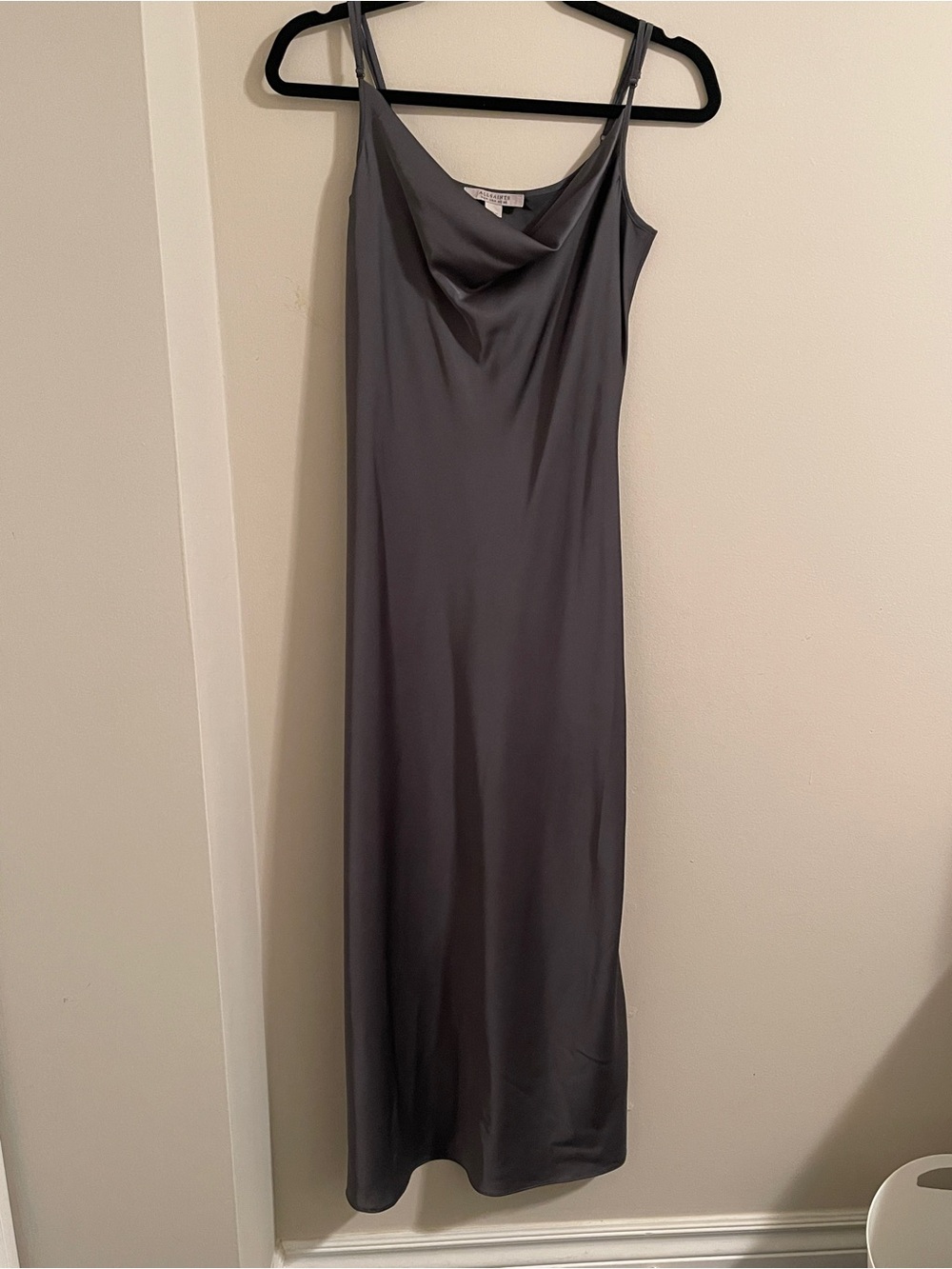 AllSaints Charcoal/green Slip Maxi Dress with Cowl Neck